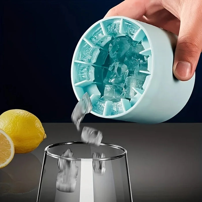 Molde cilíndrico de silicona para cubitos de hielo con almacenamiento y mini recipiente para hielo - 1 pieza