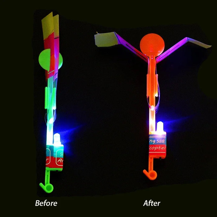 Coloridos juguetes voladores LED: paquete de 100 para entretenimiento nocturno y ocasiones festivas