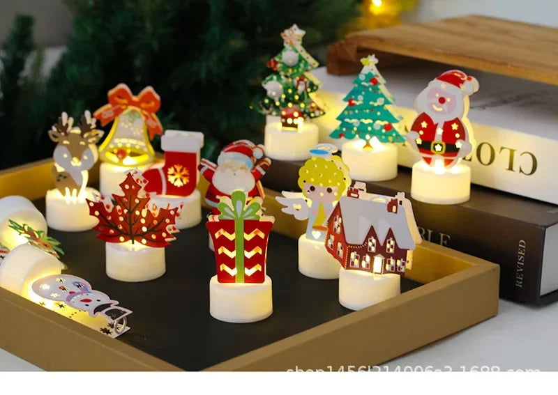 Décorations en toile du père noël LED pour la maison 2024, ornements de noël en toile pure, cadeaux de noël et cadeaux du nouvel an