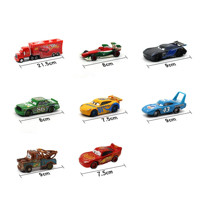 Disney Pixar Cars 3 Metalldruckguss Lightning McQueen und Mater Master Automodell-Spielzeugset mit Jackson und Uncle Truck – Geburtstagsgeschenk für Kinder