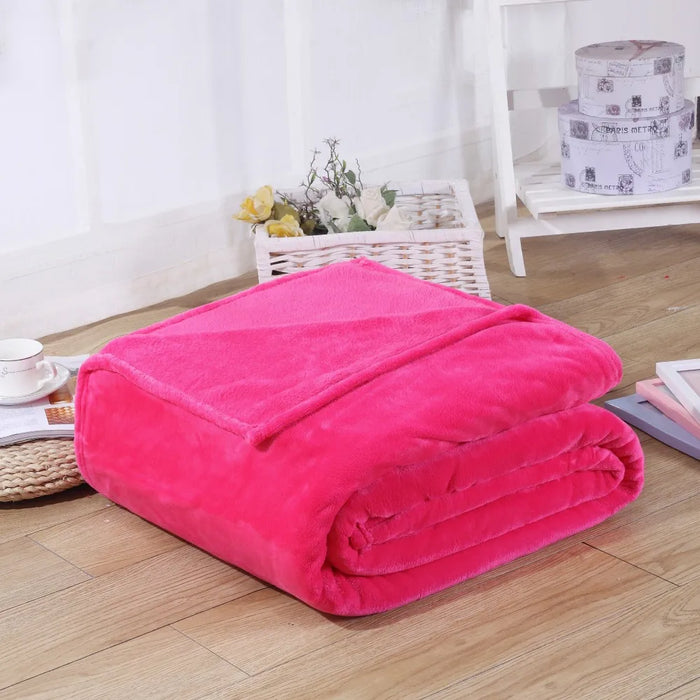 Weiche 230 g/m² Korallen-Fleece-Flanelldecke – warme, einfarbige Tagesdecke und Sofabezug in Blau oder Rosa