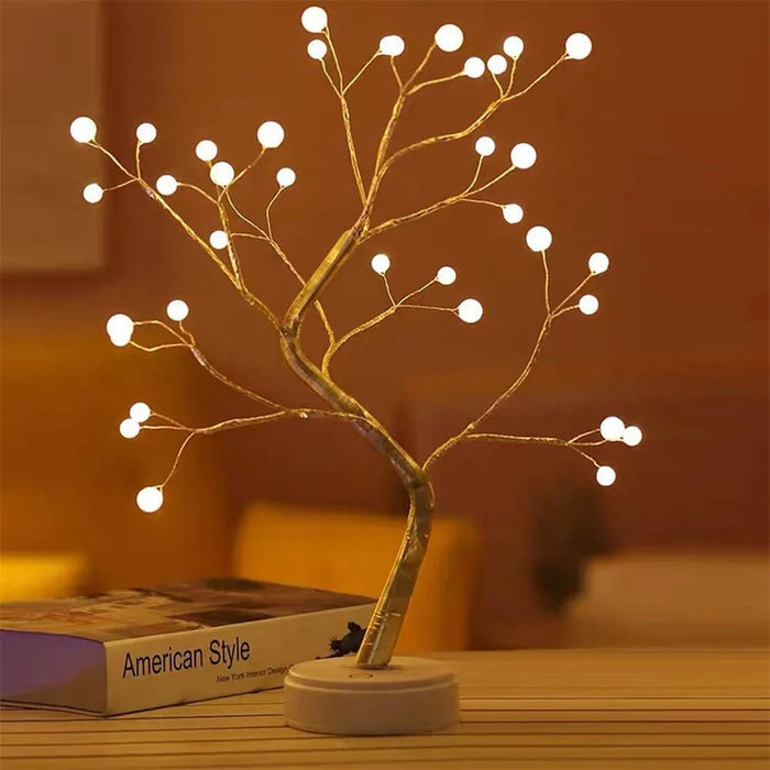 LED-Bonsai-Baum-Nachtlicht mit Fernbedienung – 36 Perlenengel für Schlafzimmer und Innendekoration, verstellbare Tischlampe