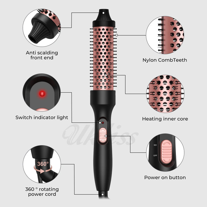 Heating brush with curling iron 32mm - Ceramic curling brush for volume and styling