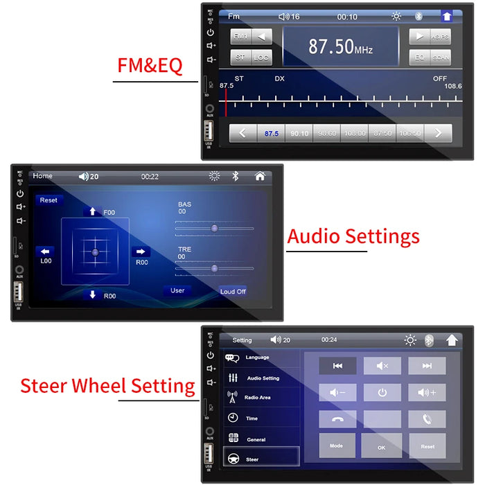 Autoradio 7 pouces 1 Din MP5 lecteur multimédia écran tactile FM ISO puissance entrée Aux Bluetooth USB miroir lien autoradio universel