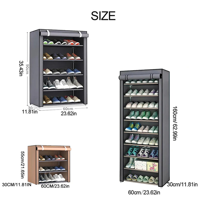 Schuhregalsystem mit Staubschutz, mehrschichtige minimalistische Schuhaufbewahrungslösung – platzsparender Schrank und Regal für zu Hause