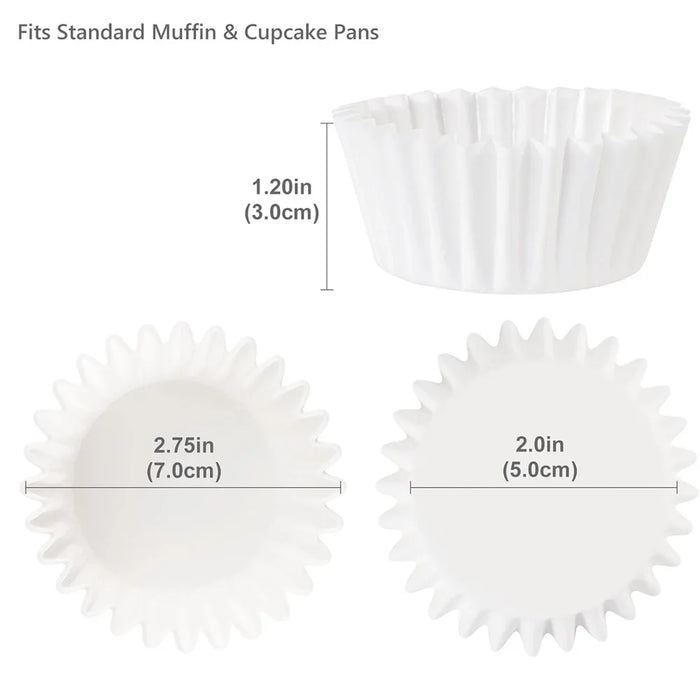 200 pcs White Muffin Molds - Non-stick Baking Molds for Cupcakes and Pastries, Wrinkle Free Molds for Weddings and Parties