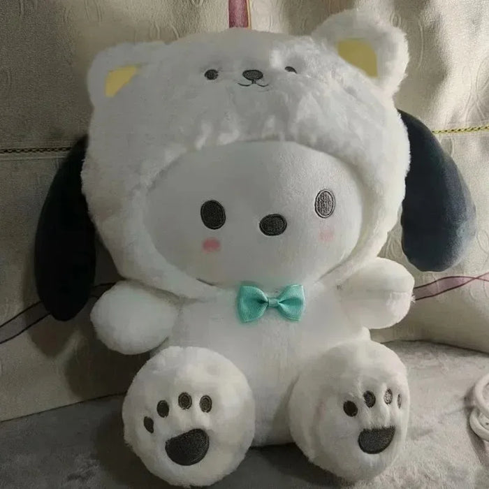 Lindas figuras de peluche de Sanrio de 20 cm: Hello Kitty, Cinnamoroll, Kuromi y Pochacco con traje de osito de peluche - Regalos de cumpleaños perfectos para niños