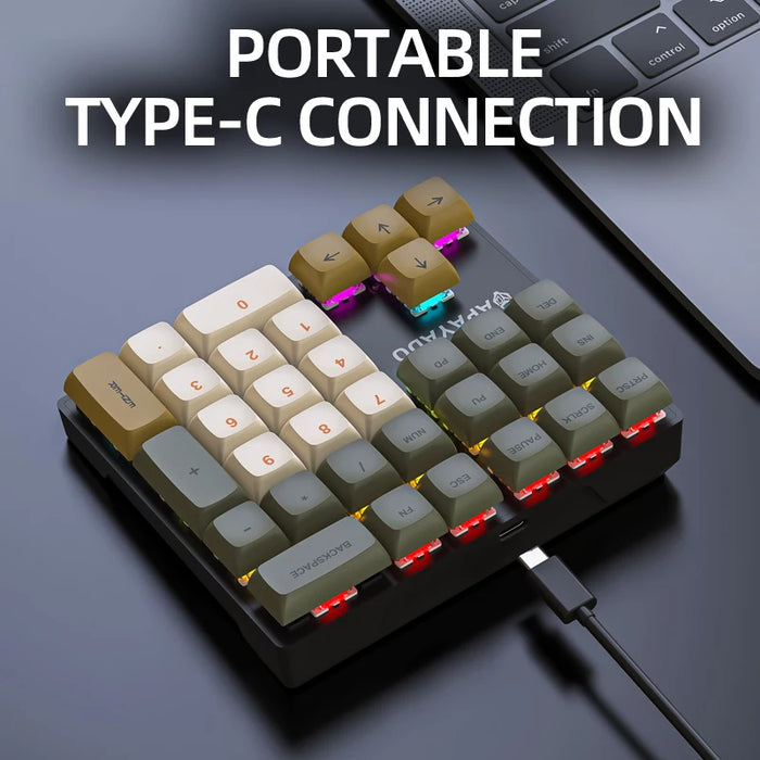 APAYADO K33 Mini teclado numérico de 33 teclas, tipo eje mecánico azul, RGB, tecla PBT para economía/contabilidad/finanzas