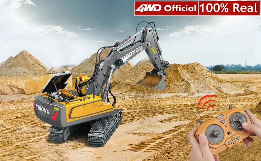 Ferngesteuertes Baumaschinen-Set – Allradbagger, Muldenkipper und Bulldozer für spannende Spielzeit, ideales Geschenk für Kinder