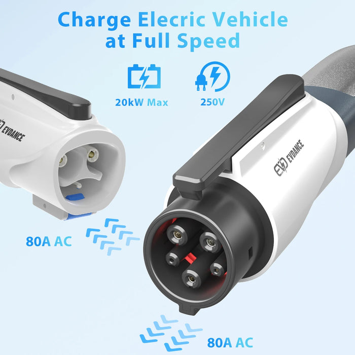 EVDANCE Portable Tesla to J1772 Adapters 80A 20Kw Electric Car Charging Accessories Compatible with All Tesla NACS EV Chargers