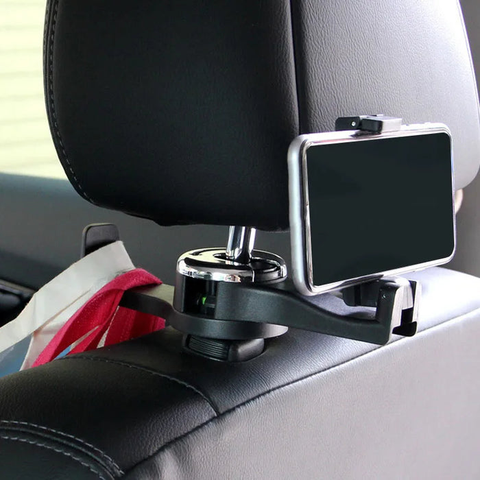 Soporte multifuncional para teléfono móvil montado en el asiento trasero del coche, gancho para reposacabezas del asiento trasero, soporte de almacenamiento colgante para teléfono de coche