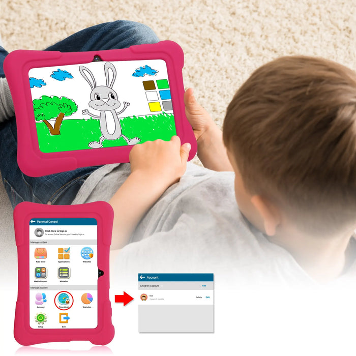 PRITOM Tablet Infantil de 7 Pulgadas con Quad Core, Android 10, 32GB, WiFi, Bluetooth y Software Educativo Preinstalado