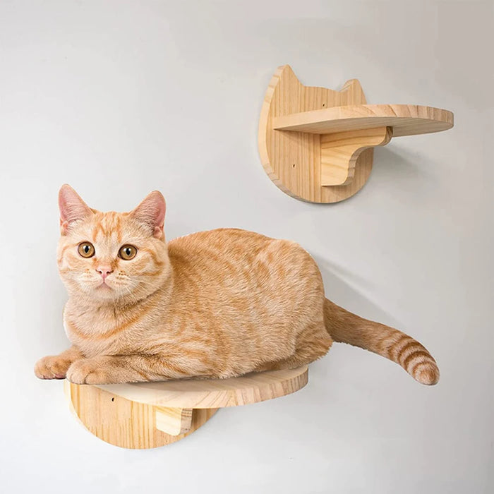 Wall Mounted Cat Climbing Shelf with Four Steps and Sisal Cat Claw Tree, Platform for Pets Jumping