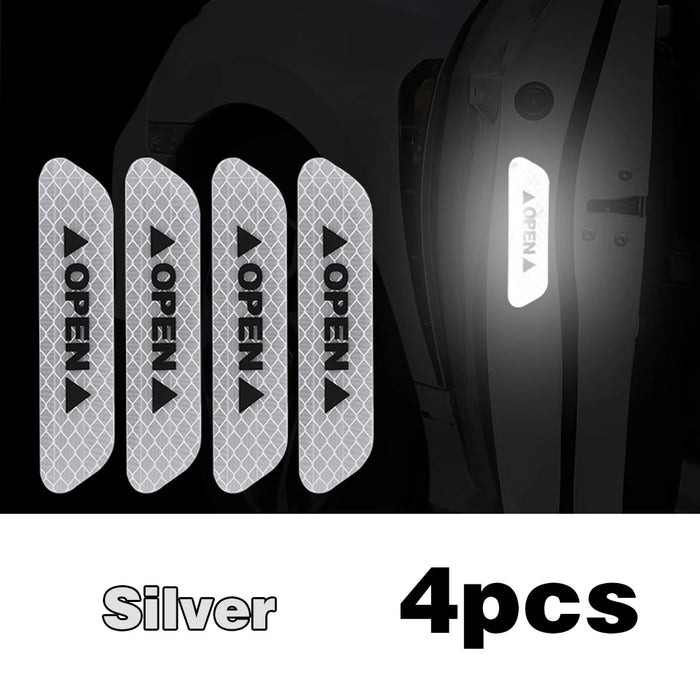 4-Pack Reflective Car Door Stickers – Safety Warning and Open Indicator