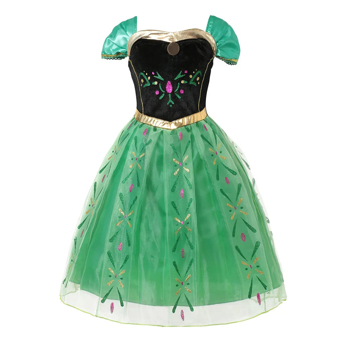 Costume de princesse Disney la reine des neiges pour filles, robe de bal en maille blanche à paillettes, vêtements de carnaval, Cosplay reine des neiges Elsa Anna pour enfants