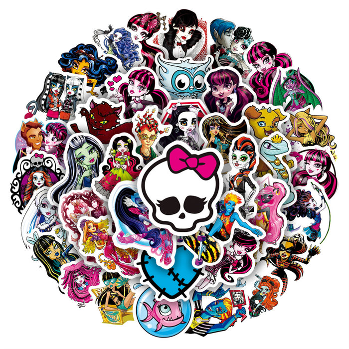 50 pegatinas de Monster High School – coloridas pegatinas de graffiti para bicicleta, ordenador, portátil y nevera