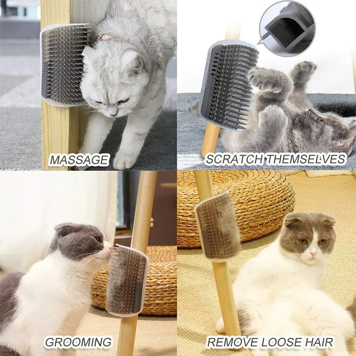 Brosse de massage pour animaux de compagnie avec grattoir d'angle pour l'épilation et brosse de nettoyage amovible