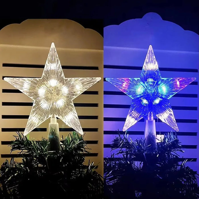 Étoile transparente à cinq branches LED pour décoration d'arbre de noël, 15/19CM, ornement de noël pour la maison 2023