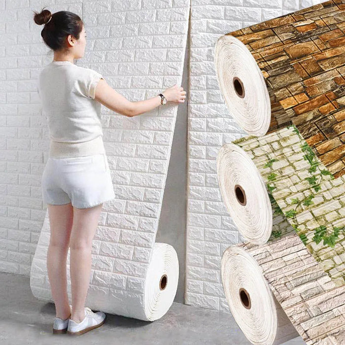 Panneaux muraux inspirés de la brique 3D – Papier peint imperméable 70 cm x 1 m pour fond décoratif de la maison