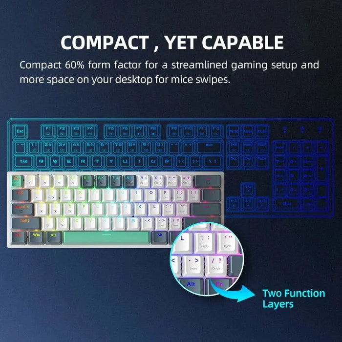 MACHENIKE K500-B61W Teclado mecánico inalámbrico diseño 60% ANSI teclado inalámbrico para juegos RGB trimodo intercambiable en caliente para jugadores