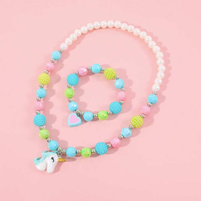 Collier pendentif lapin mignon avec perles en forme de cœur pour filles, bijoux tendance pour enfants 2023