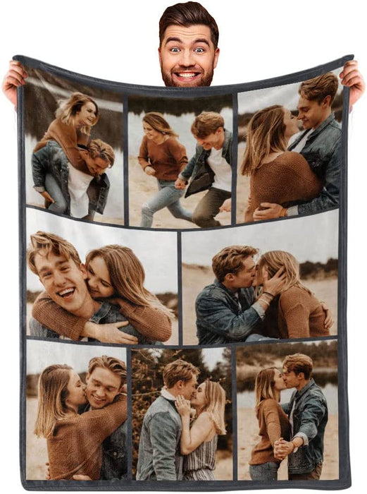 Personalisierte Decke mit Fotocollage und Text – „I Love You“ – perfektes Geschenk für Weihnachten, Valentinstag und Geburtstag