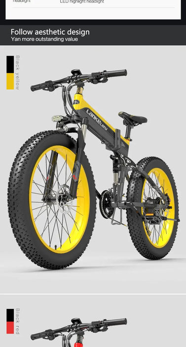 Lankeleisi 1000W faltbares Elektrofahrrad – 48V Fatbike mit 26-Zoll-Reifen und bürstenlosem Motor