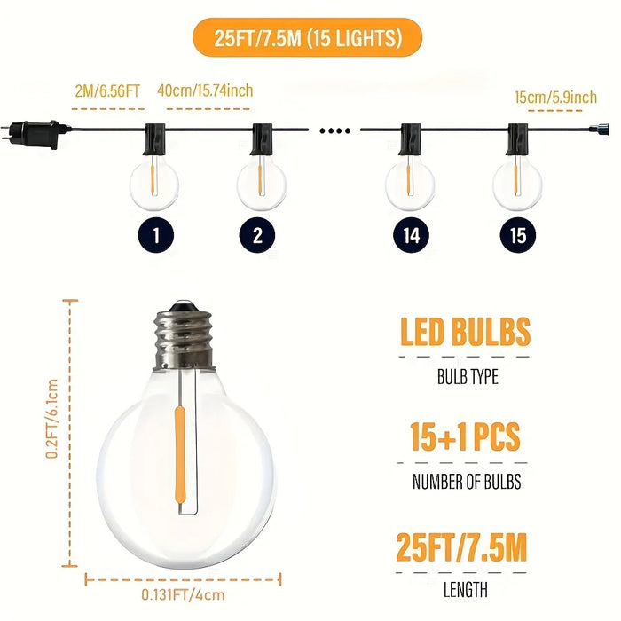 Luz de bola LED G40 impermeable para uso en exteriores - Iluminación de jardín para decoración de fiestas y Navidad