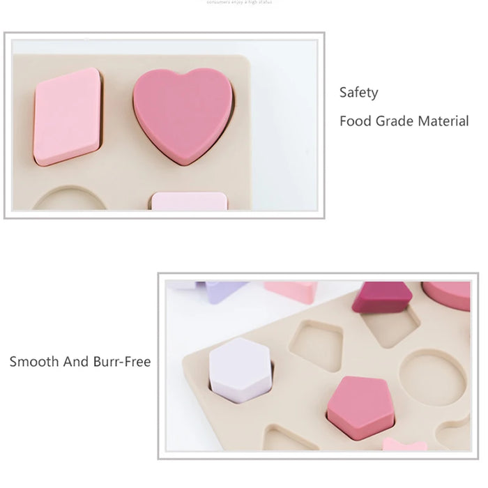 Puzzle enfant Montessori en silicone - Formes géométriques et jeux de puzzle pour l'éducation et l'apprentissage, Silicone de qualité alimentaire