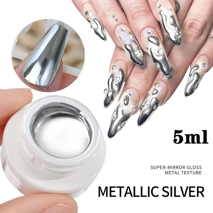 Superbrillante Gel Liner Metálico – Esmalte de Uñas en Gel Espejo en Plata, Oro y Rosado (5/7/8 ml)