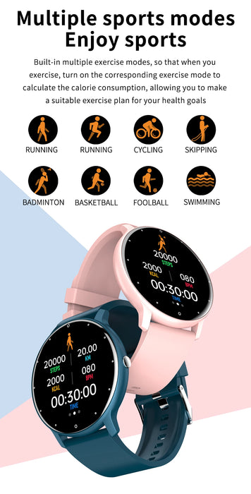 Montre intelligente de fitness polyvalente ZL02D pour hommes et femmes – Tracker de santé étanche avec moniteur de fréquence cardiaque et connectivité Bluetooth pour iOS et Android