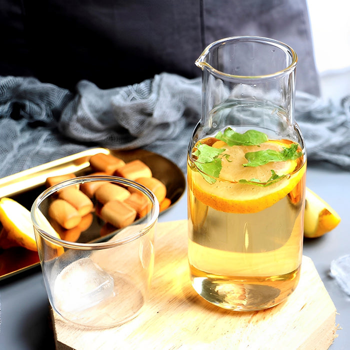 Ensemble de bouteilles d'eau en verre 550ML/600ML, avec carafe à eau en verre et dessous de verre pour le lait, les boissons et le thé