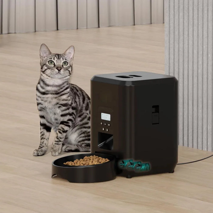 Automatischer Futterautomat für Katzen und Hunde mit zeitgesteuertem Mengenspender für langsames Füttern