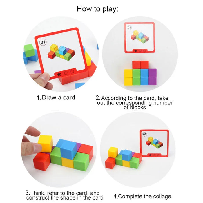 Puzzles de blocs magiques Montessori, jeux de pensée spatiale et logique, blocs à empiler arc-en-ciel, éducation mathématique pour les enfants