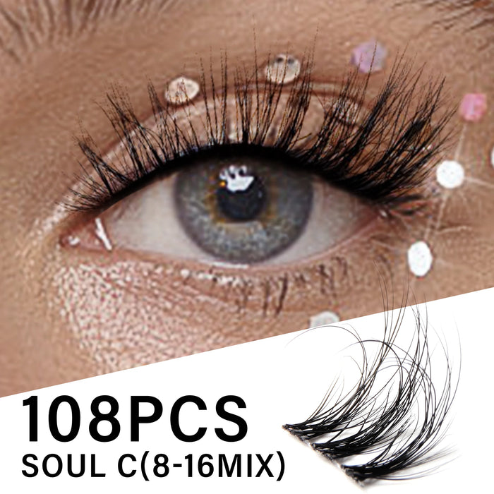 Individual Eyelashes Cluster C Curl Mix 3D Easy DIY Eyelash Extensions 0.1mm Super Thin Tape Reusable Natural Lashes