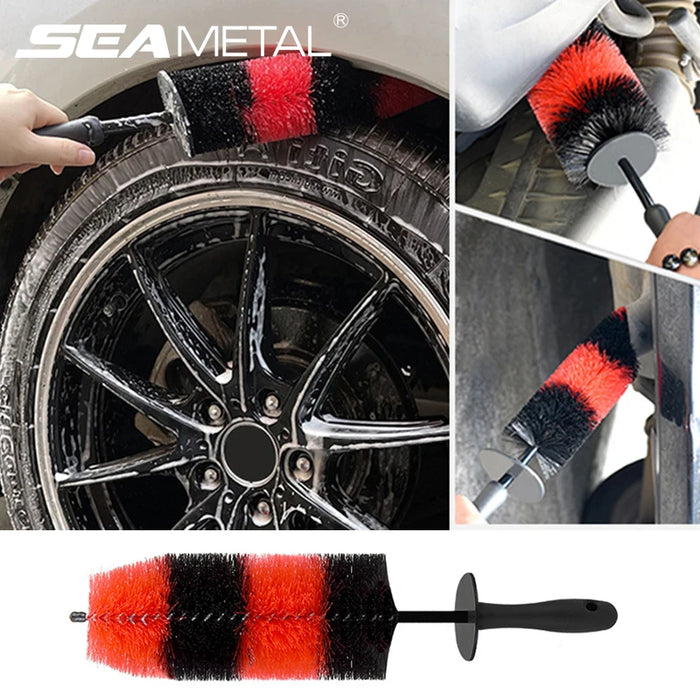 SEAMETAL Cepillo flexible para neumáticos con mango largo para limpiar llantas y neumáticos de coche