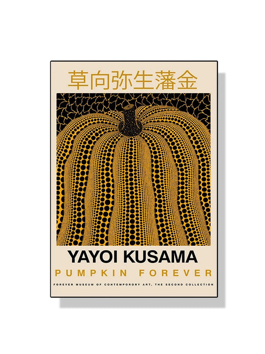 Yayoi Kusama Kunstausstellung, Kürbis-Blumen-Wandkunst-Poster, Druck, abstraktes Leinwandgemälde für moderne Heimdekoration