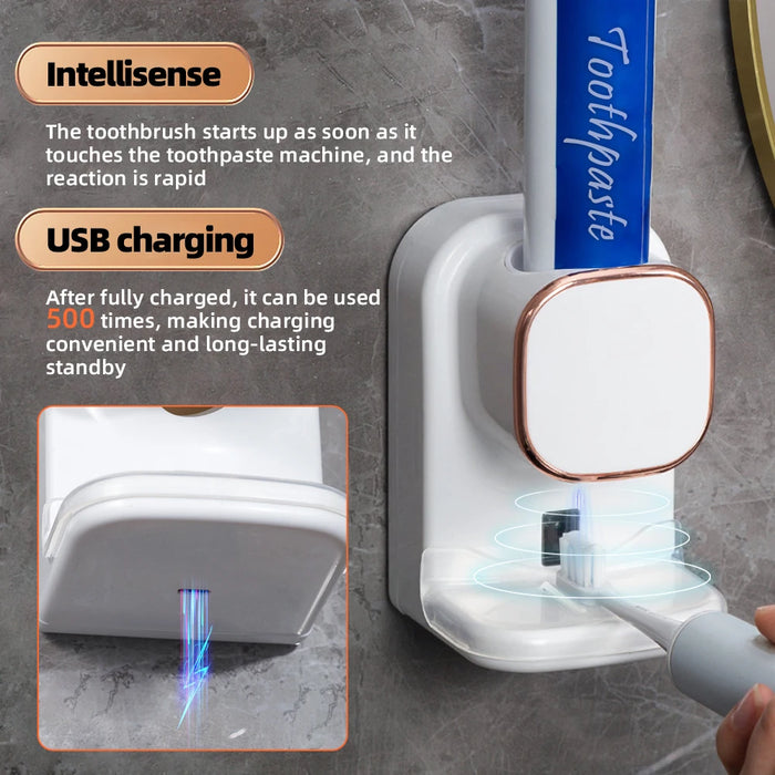 Distributeur de dentifrice intelligent avec 3 réglages – Capteur automatique, électrique mural et rechargeable par USB