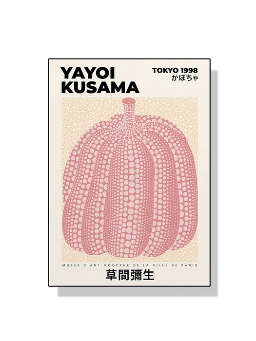 Yayoi Kusama Kunstausstellung, Kürbis-Blumen-Wandkunst-Poster, Druck, abstraktes Leinwandgemälde für moderne Heimdekoration