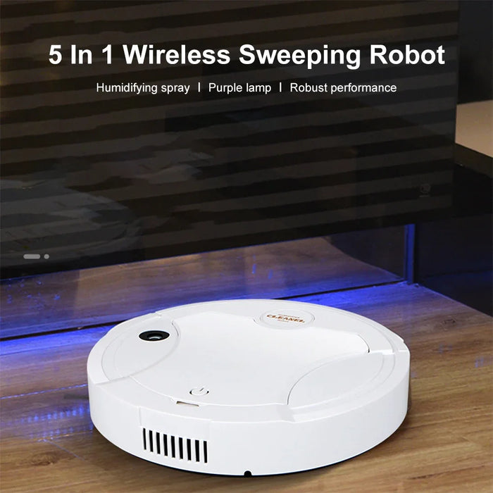 Robot de nettoyage sans fil multifonctionnel 5 en 1 : aspirateur, vadrouille, humidificateur et balayeuse en un