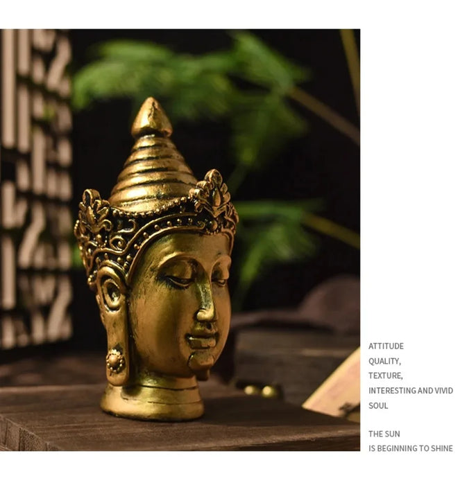 Elegant Gold Buddha Skulptur i Resin - Inomhus Feng Shui Figur för Heminredning och Gåvor