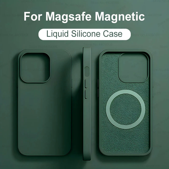 Magnetic Silicone Case for Magsafe Wireless Charging for iPhone 15 14 13 12 Pro Max Plus - Soft and Shockproof Phone Accessory