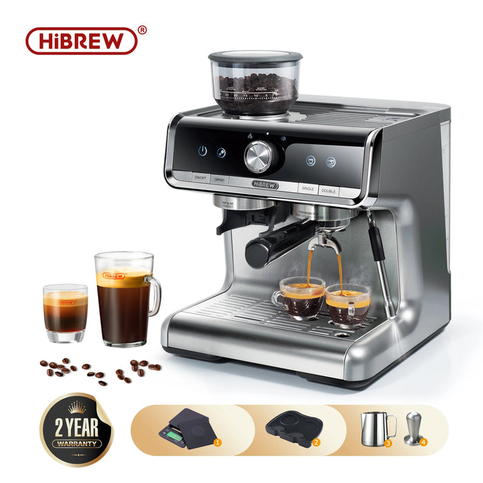 HiBREW Barista Pro 20Bar grains pour expresso, Machine à café professionnelle avec équipement complet pour café, hôtel et restaurant H7