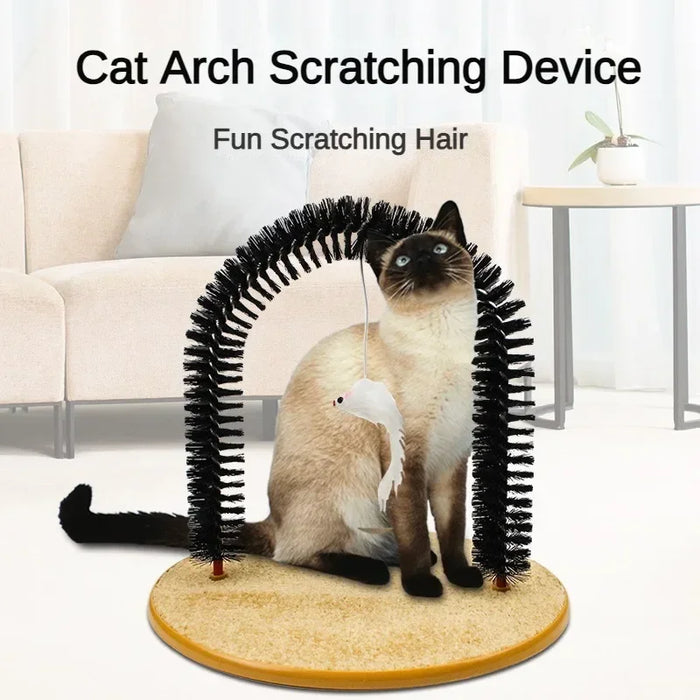 Jouet interactif pour chat arc autonettoyant - Brosse pour animaux avec partie de massage et friction amovible pour chat