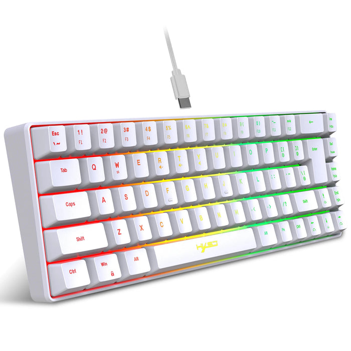 Teclado compacto para juegos de 68 teclas con 20 luces RGB, con cable USB para Windows y portátiles