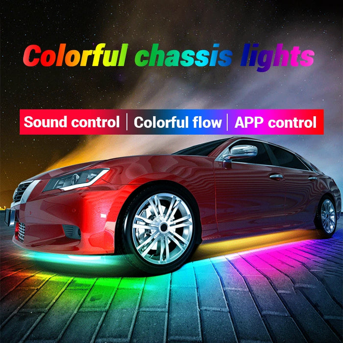 SEAMETAL Tira de luces LED flexibles bajo brillo para automóvil - Control remoto e iluminación de neón RGB controlada por aplicación para decoración de automóviles