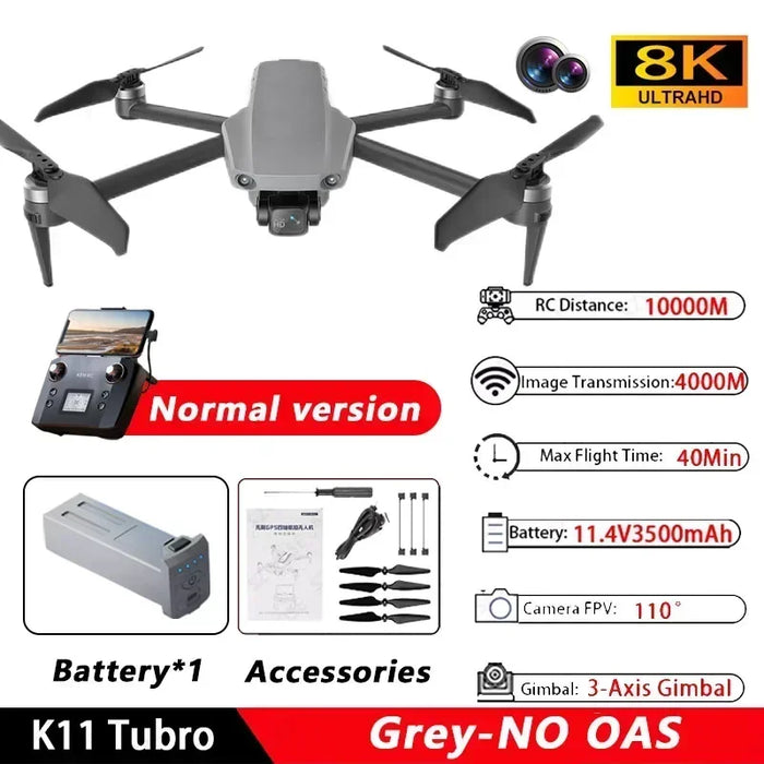 K11 Tubro GPS Drone profesional 8K vídeo HD cámara Dual fotografía aérea 360 ° evitación de obstáculos sin escobillas Quadcopter RC Juguetes