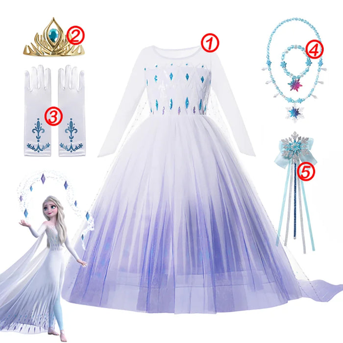 Disney Frozen Vestido para Niña - Vestido de Princesa con Lentejuelas y Red para Carnaval Cosplay de Blancanieves Reina Elsa y Anna