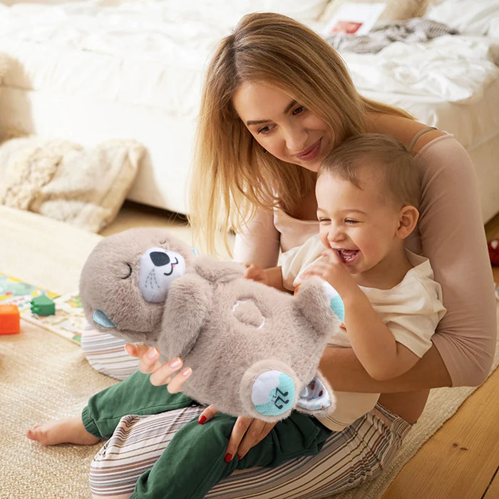 Nutria que respira, juguete musical de peluche para dormir y jugar, nutria con sonido ligero, regalos sensoriales innovadores para bebés