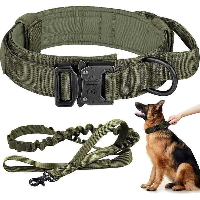 Robustes taktisches Hundehalsband- und Leinen-Set – verstellbares Militär-Hundezubehör für mittelgroße und große Hunde, perfekt für das Training mit dem Deutschen Schäferhund.